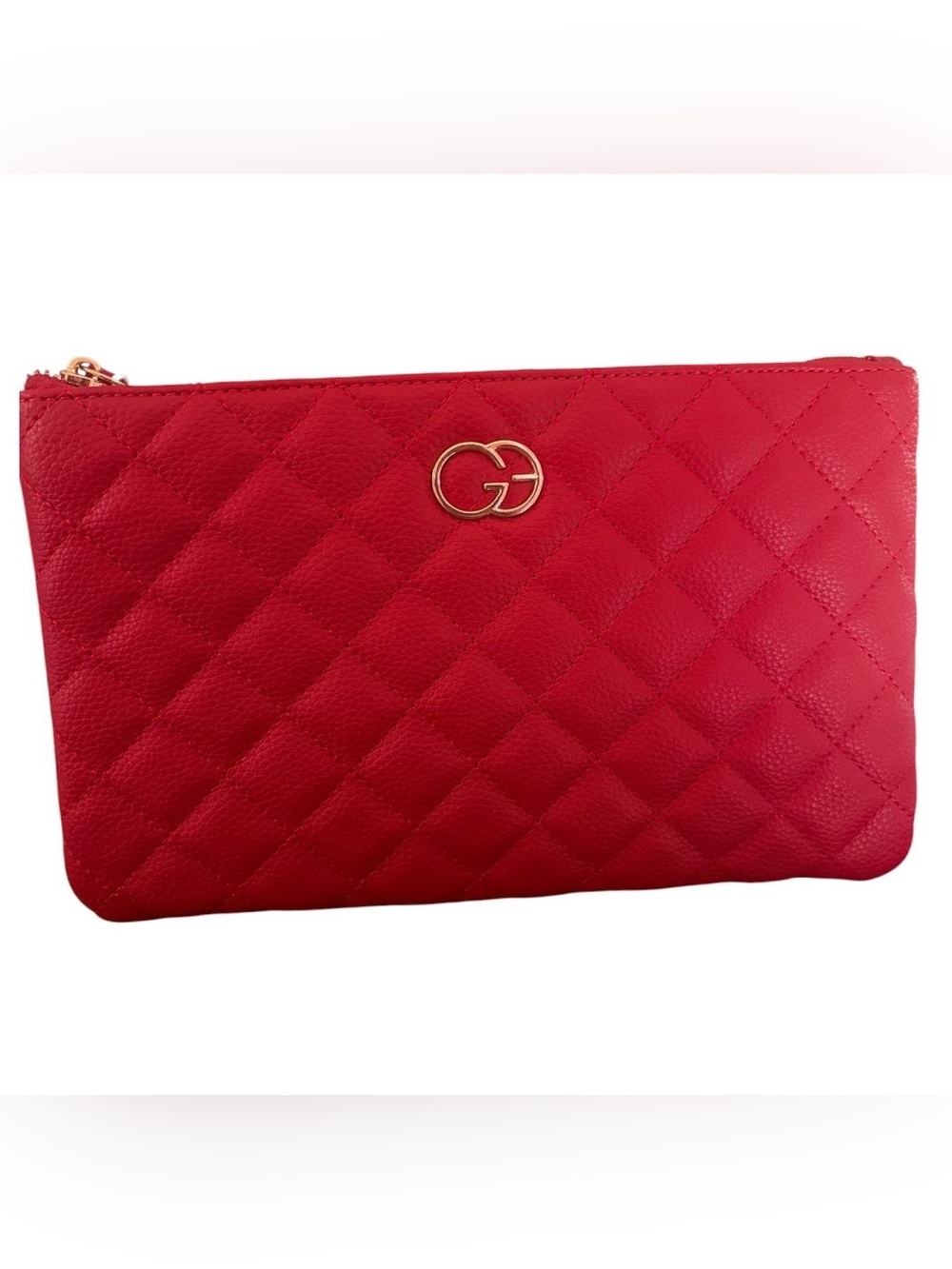 NWT,Grace Elizabeth Red Quilted Zip Pouch/ Clutch